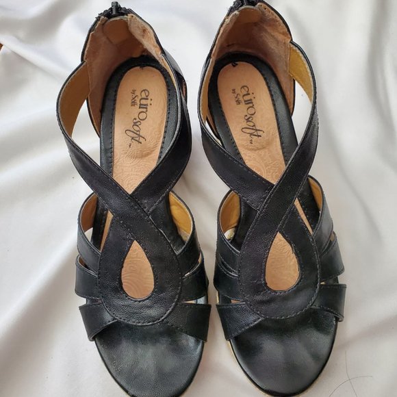 Eurosoft Black Wedge Sandals - Picture 1 of 3
